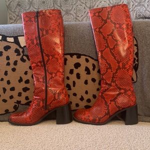 Simon Miller red snakeskin high boot